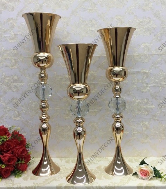 SHJ012 Gold iron flower stand popular wedding party events table decoration metal centerpiece